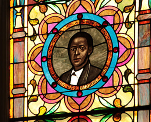 historic stained glass window black pastor gods place in black history
